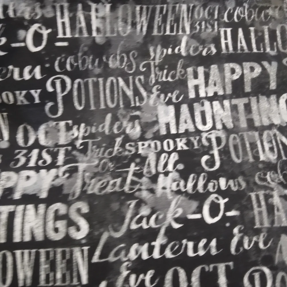 FABRIC Cotton Canvas Happy Hauntings Script, 100% Cotton 4 Yards